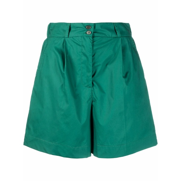 羊毛 金持ち レディース 心地好いズボン下 ボトムス Pleat-detail high-waisted shorts Green