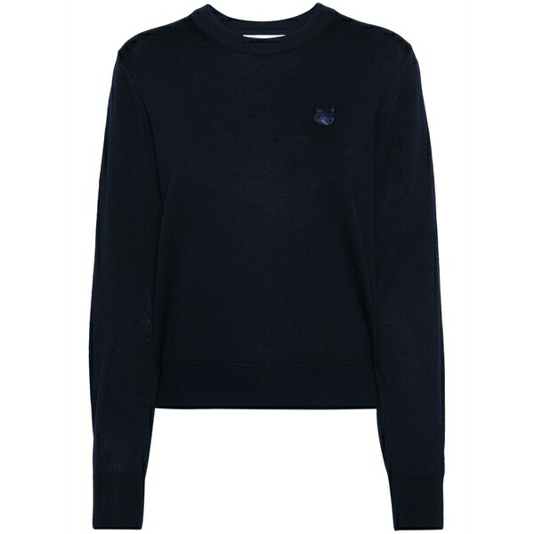 住み家 稲荷 レディース 編み物\u0026プルオーバー アウター Fox-motif knitted jumper Blue
