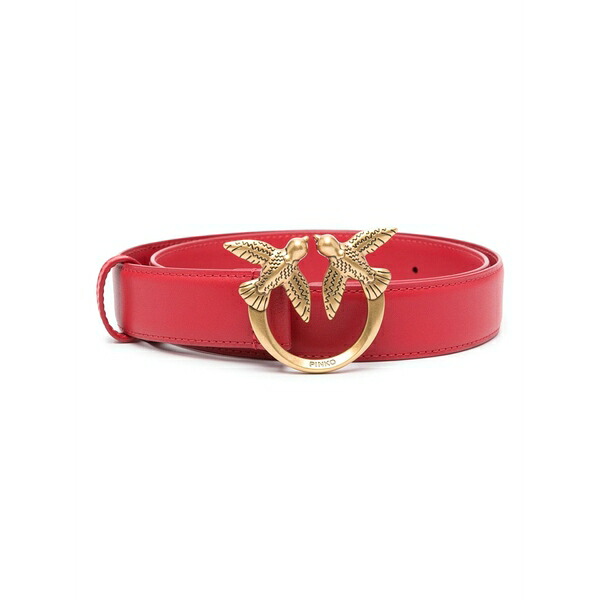 ピンコ レディース 三尺帯 添え物 Love birds leather belt Red