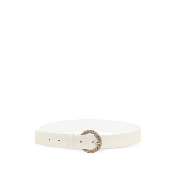 オルチアーニ レディース 三尺帯 付属物 Pebbled-texture round-buckle belt White