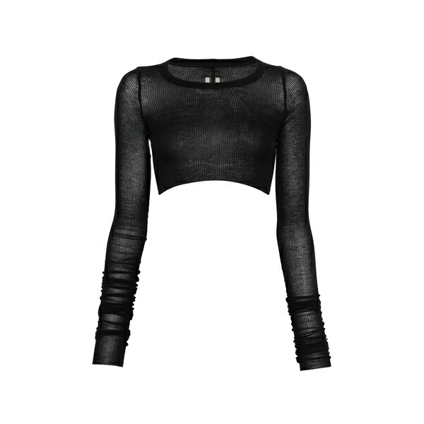 リックオウエンス レディース ティーシャツ トップス Long-sleeve crop top Black