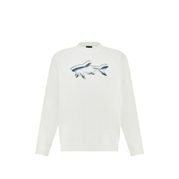 ポールアンドシャーク メンズ パーカー・スウェットシャツ アウター Shark-print sweatshirt White
