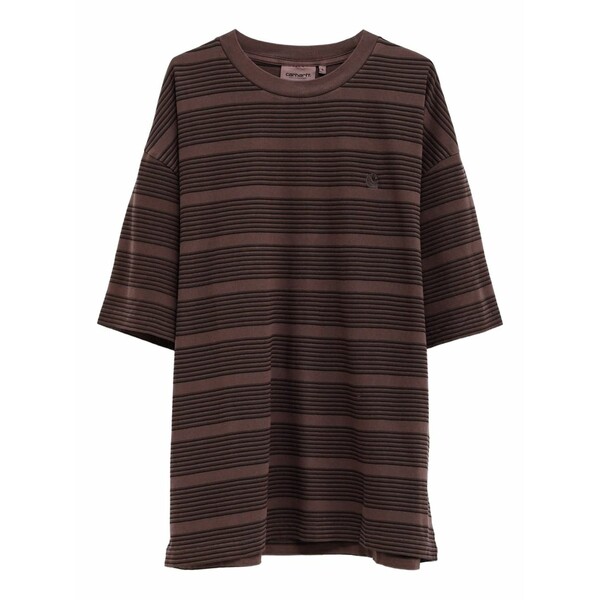 鉄道車両ハート型 メンズ ティーシャツ トップス Striped t-shirt Brown