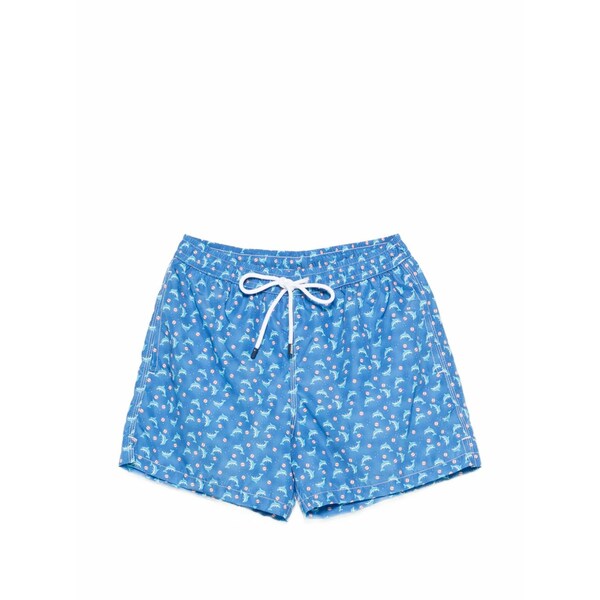 フェデーリ メンズ 心地好いズボン下 ボトムス Dolphin-print swim shorts Blue