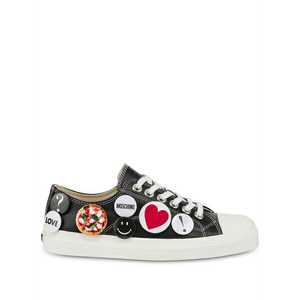 モスキーノ レディース スニーカー シューズ Pin-embellished sneakers Black