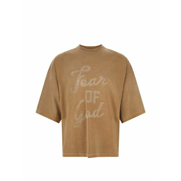 フィアオブゴッド メンズ プルオーバー トップス Graphic-print logo-patch t-shirt Neutrals