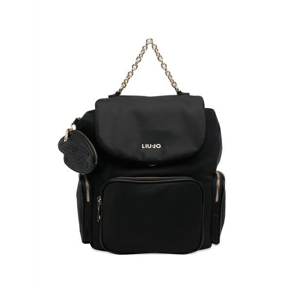 リュージョー レディース うしろ側容器に並べる・背嚢 御徒面子 Logo chain backpack Black