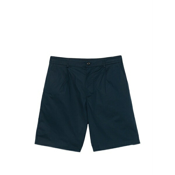 デパートメントファイブ メンズ 心地好いズボン下 ボトムス Pleated poplin shorts Blue