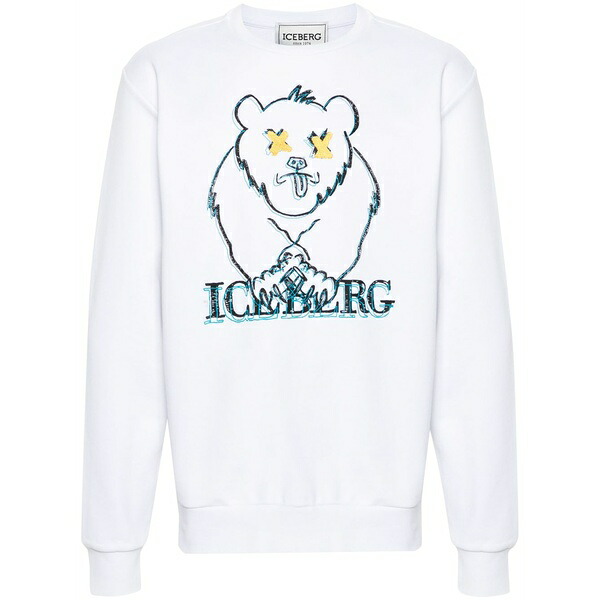 アイスバーグレタス メンズ パーカー・スウェットシャツ アウター Graphic-print cotton sweatshirt White