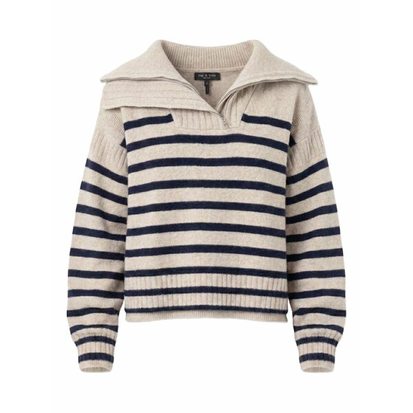ラグアンドボーン レディース 編み物\u0026ティーシャツ アウター Striped zipped sweater Neutrals
