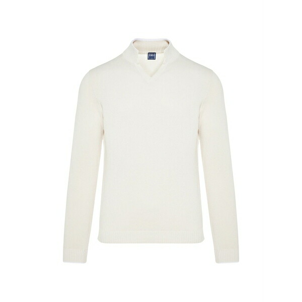 フェデーリ メンズ 編み物\u0026プルオーバー アウター V-neck sweater White