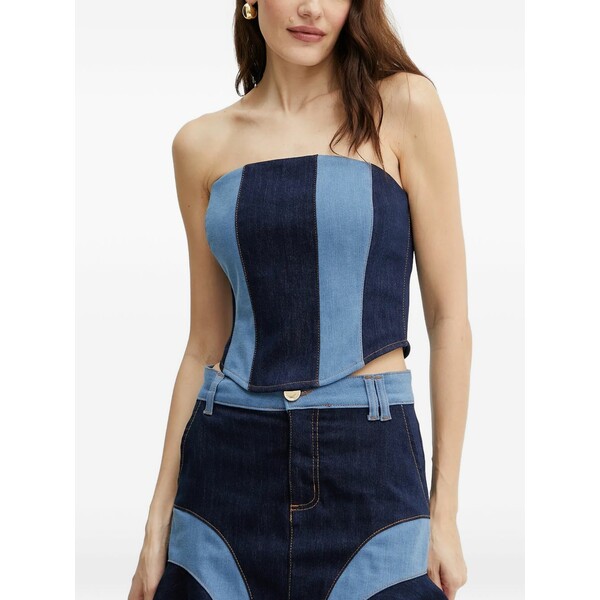 フラコミーナ レディース カットソー トップス Panelled strapless top Blue