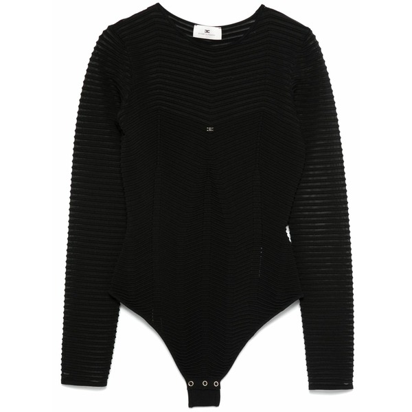 エリザベスフランキ レディース ティーシャツ トップス Herringbone-pattern bodysuit Black