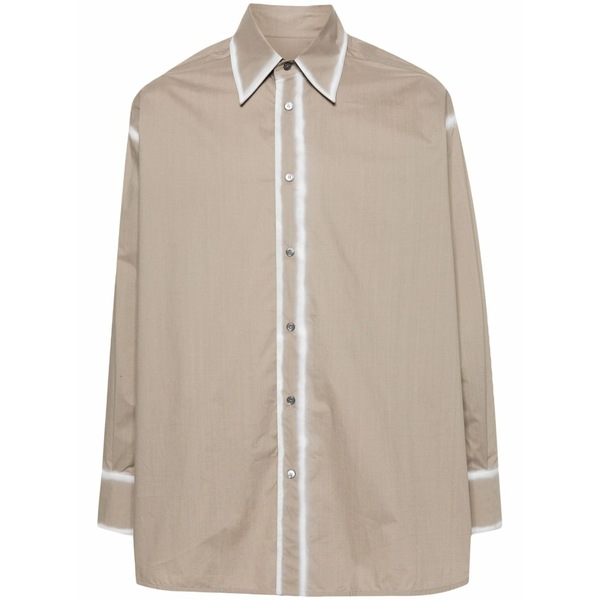 マルタンマルジェラ メンズ ティーシャツ トップス Contrasting-trim poplin shirt Brown