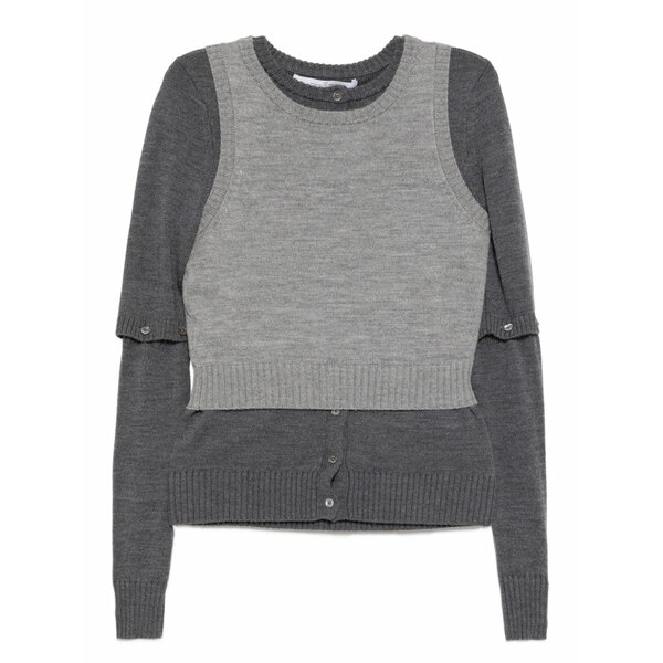 鍵を掛ける レディース ジレー アウター Layered cardigan top Grey