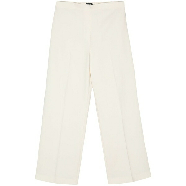 行動論理 レディース 心地よいズボン下 ボトムス Wide-leg crepe trousers White