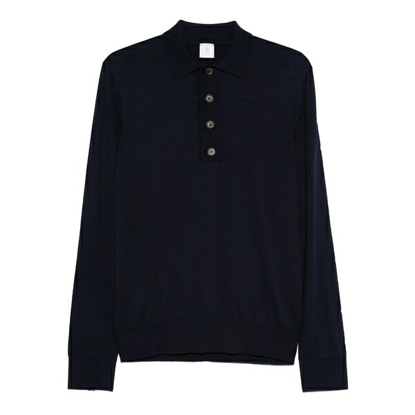 イレブンティ メンズ スポーツシャツ トップス Long-sleeved polo shirt Blue