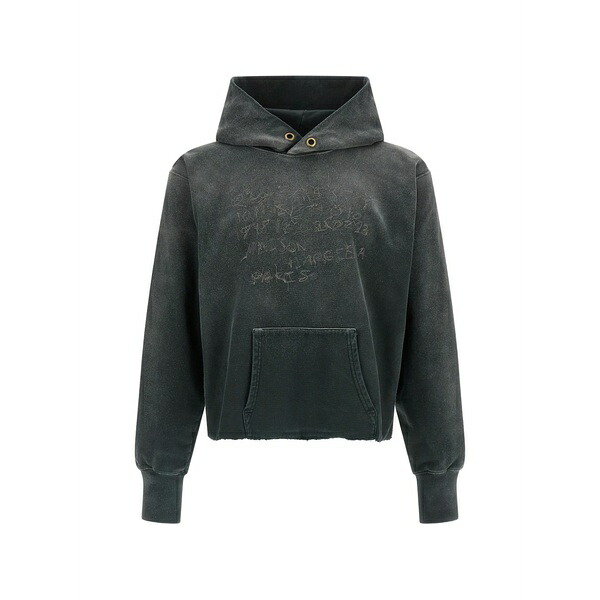 マルタンマルジェラ レディース パーカー・スウェットシャツ アウター Logo-embroidered hoodie Grey
