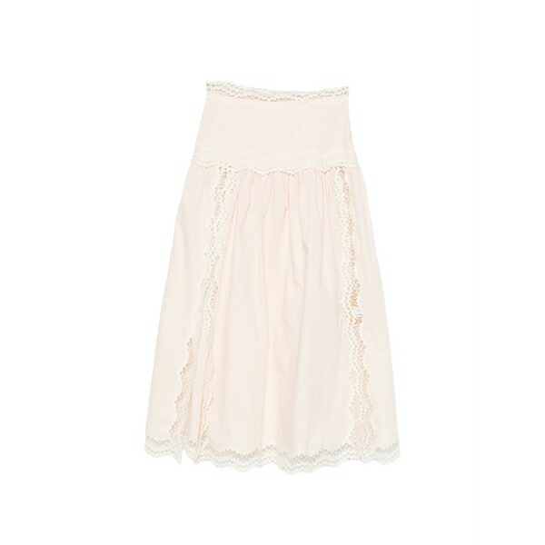 沙子ロ レディース スコート ボトムス Lace-trim a-line maxi skirt Pink