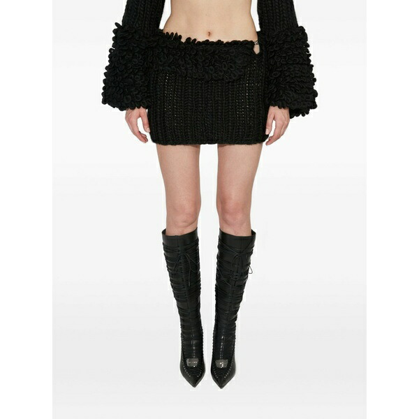 ミスビヘイブ レディース スコート ボトムス Knitted logo hardware mini skirt Black