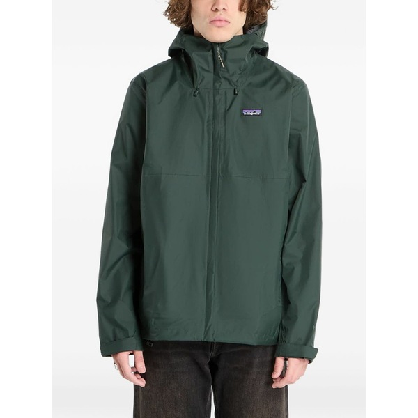 パタゴニア メンズ 上衣＆上衣 アウター Logo-patch hooded jacket Green
