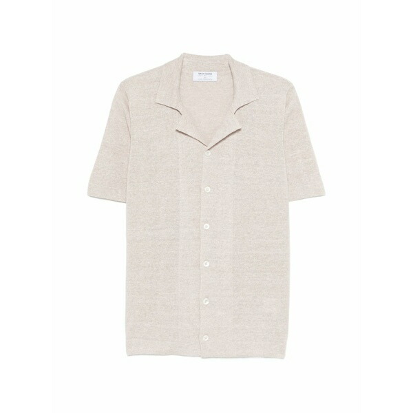 グランサッソ メンズ プルオーバー トップス Half-button short-sleeve shirt Neutrals