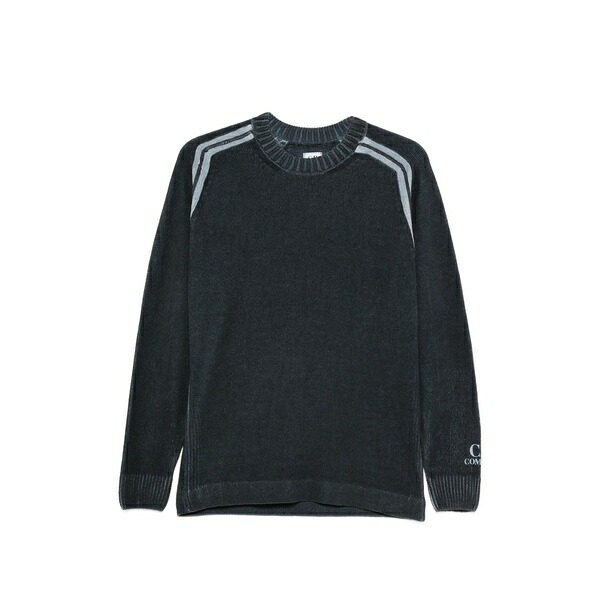シーピーカンパニー メンズ 編み物\u0026スウェーター アウター Stripe-detail crew-neck sweater Blue