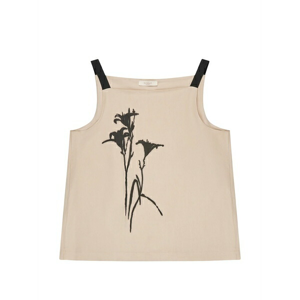 投げること御召しもの レディース プルオーバー トップス Floral-print square-neck top Neutrals