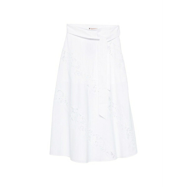 ツイン仕掛ける レディース スコート ボトムス Long anglaise-broderie skirt White