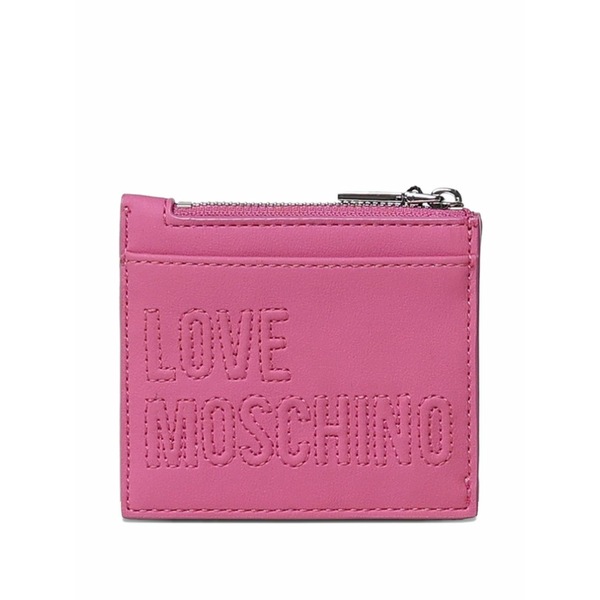 優しいこと モスキーノ レディース 紙入れ 付属品 Logo-embossed card holder Pink