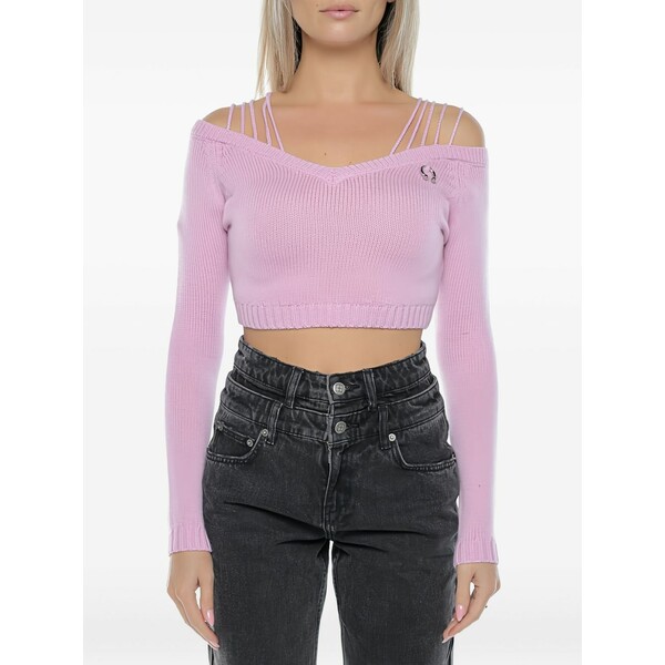 シアラフェラーニ レディース 編み物\u0026スウェーター アウター Off-shoulder knitted top Pink