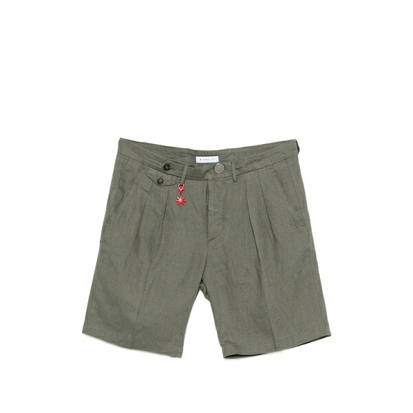 マニュエル リッツ メンズ 心地好いズボン下 ボトムス Pleated linen shorts Green