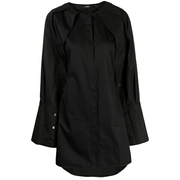 ゴエンジェイ レディース ワンピース トップス Long-sleeve mini shirt dress Black｜asty