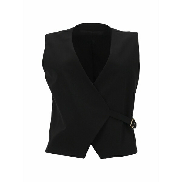 PTトリノ レディース 上衣＆上衣 アウター Angela buckle-fastening wrap waistcoat Black