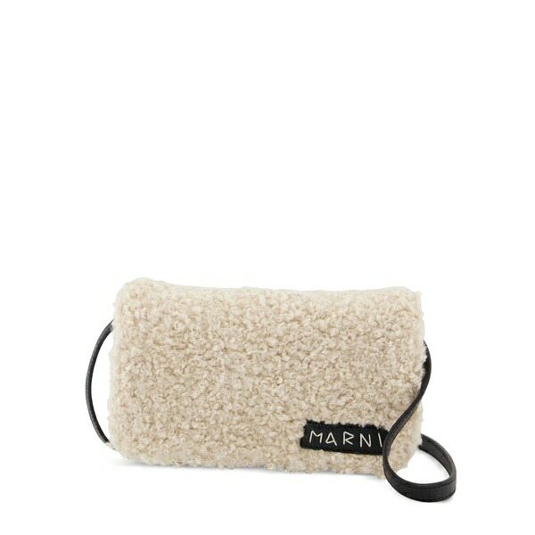 マルニ メンズ ショルダーバッグ バッグ Faux-shearling crossbody bag White｜asty