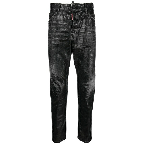 ディースクエアード メンズ デニムパンツ ボトムス Coated-finish slim-fit jeans Black｜asty