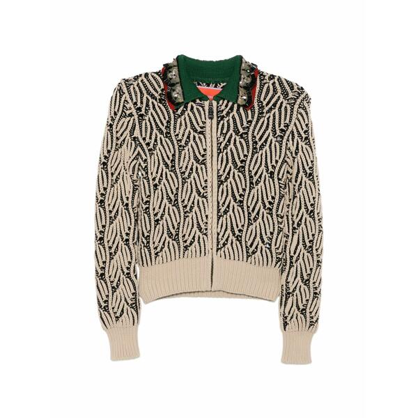 ラ・ダブル・ジェイ レディース ジレー アウター Patterned embellished collar cardigan Neutrals