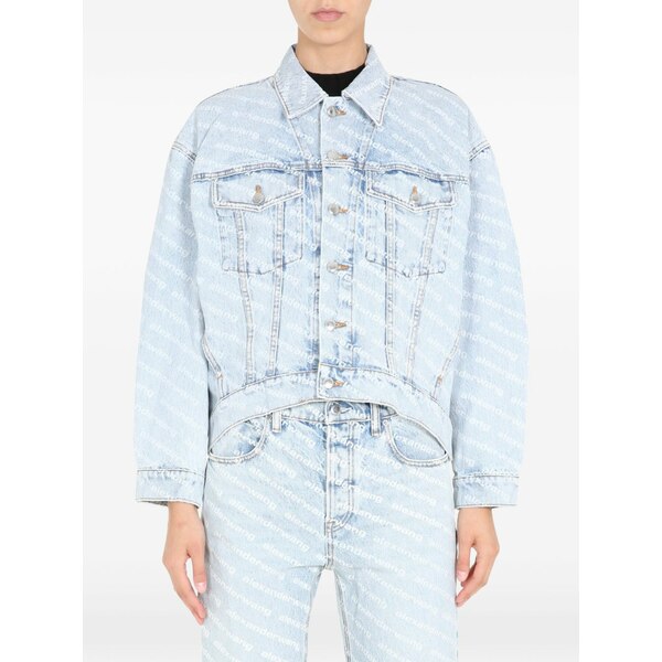 アレキサンダーワン レディース 上衣＆上衣 アウター Logo-print denim jacket Blue