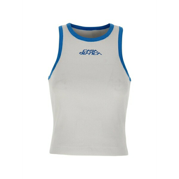 カサブランカ レディース カットソー トップス Ribbed racerback tank top White