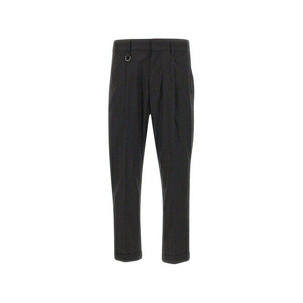 パウロペコラ メンズ 心地好いズボン下 ボトムス Pleated turned-up trousers Black