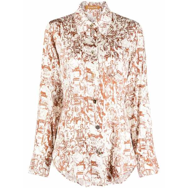 レジーナ・ピョウ レディース ティーシャツ トップス Kora printed silk-blend blouse Neutrals