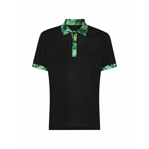 ビリオネア メンズ スポーツシャツ トップス Palm-print polo shirt Black