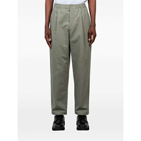 住みか 稲荷 メンズ 心地好いズボン下 ボトムス Pleated elasticated-waist trousers Green