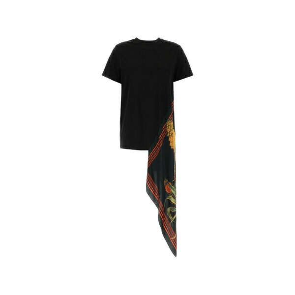 ブルマリン レディース ティーシャツ トップス Floral-print panelled t-shirt Black