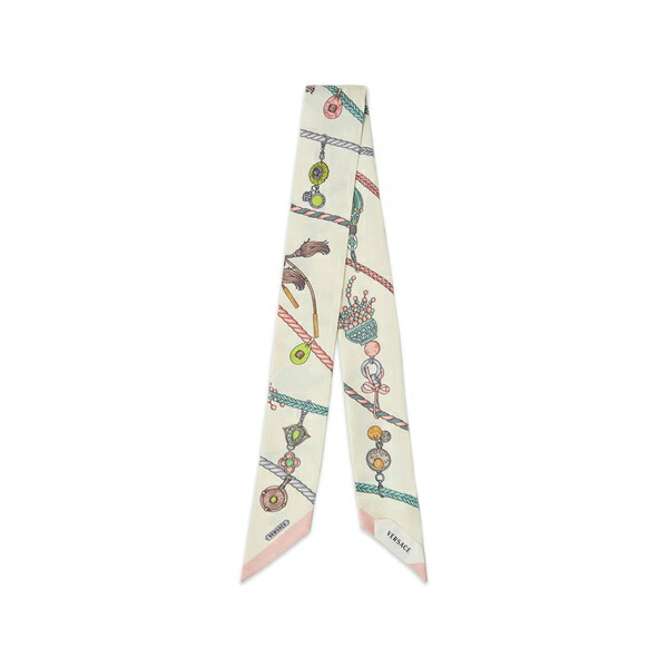 ヴェルサーチ メンズ 消音装置・袈裟・えり巻き 佩び物 Printed silk twill ribbon White