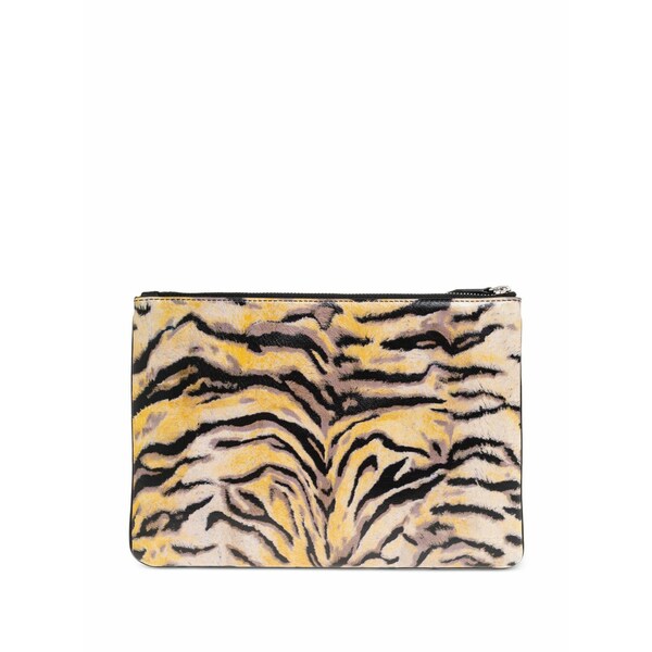 ケンゾー メンズ トートバッグ 御徒面子 Tiger stripe zip clutch bag Yellow