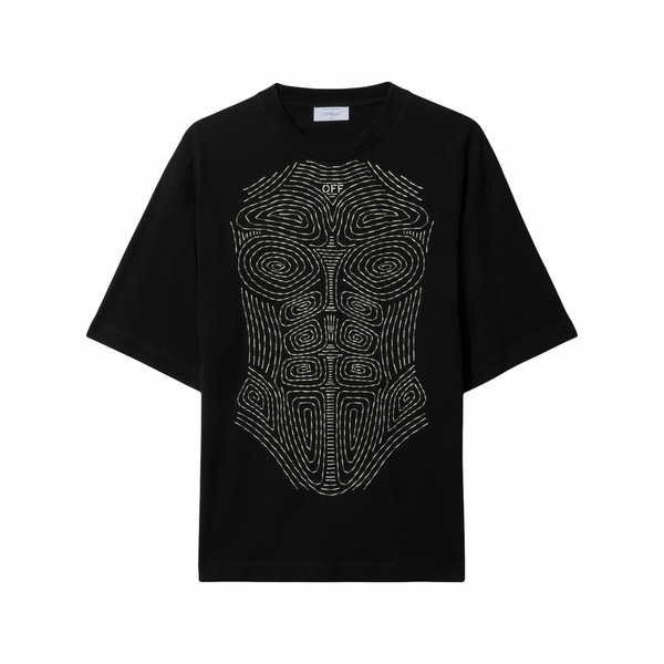 象牙色 メンズ プルオーバー トップス Body stitch cotton t-shirt Black