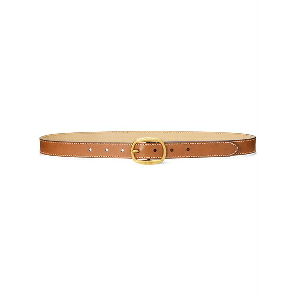 ラルフローレン レディース 三尺帯 付属物 Oval-buckle leather belt Brown