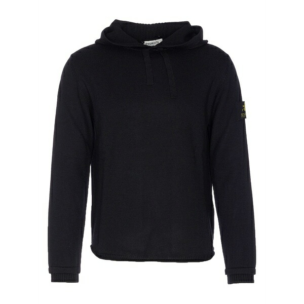 プレミアータ メンズ 編み物\u0026スウェーター アウター Logo-patch hooded sweater Black
