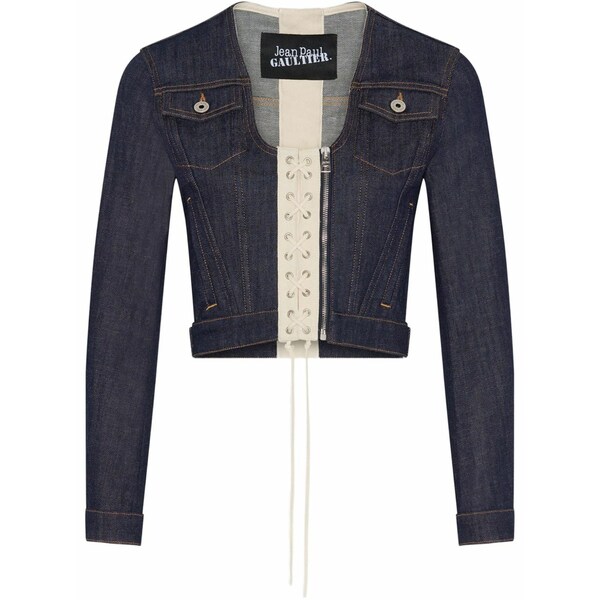 ジャン極点 ゴルチエ レディース 上衣＆上衣 アウター Cropped denim jacket Blue